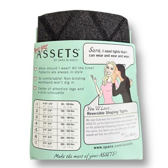 Love Your Assets by Spanx 5 Reversible Shaping Tights Black Diamond Flipside - Picture 6 of 8